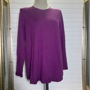 J. Jill Women's Purple Sweater Cotton Blend Long Sleeve Tunic Top Size L